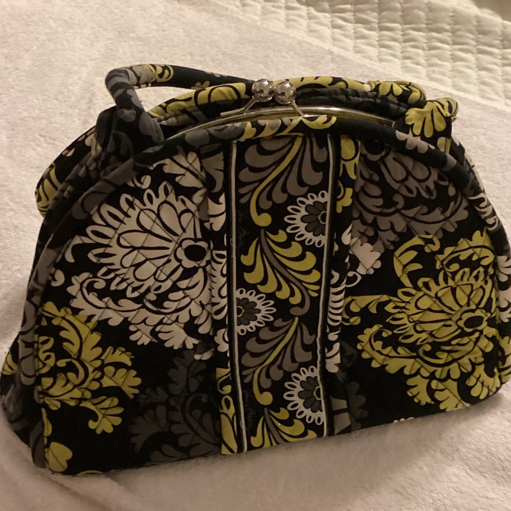 Vera Bradley Black and Lime Floral Cosmetic Bag